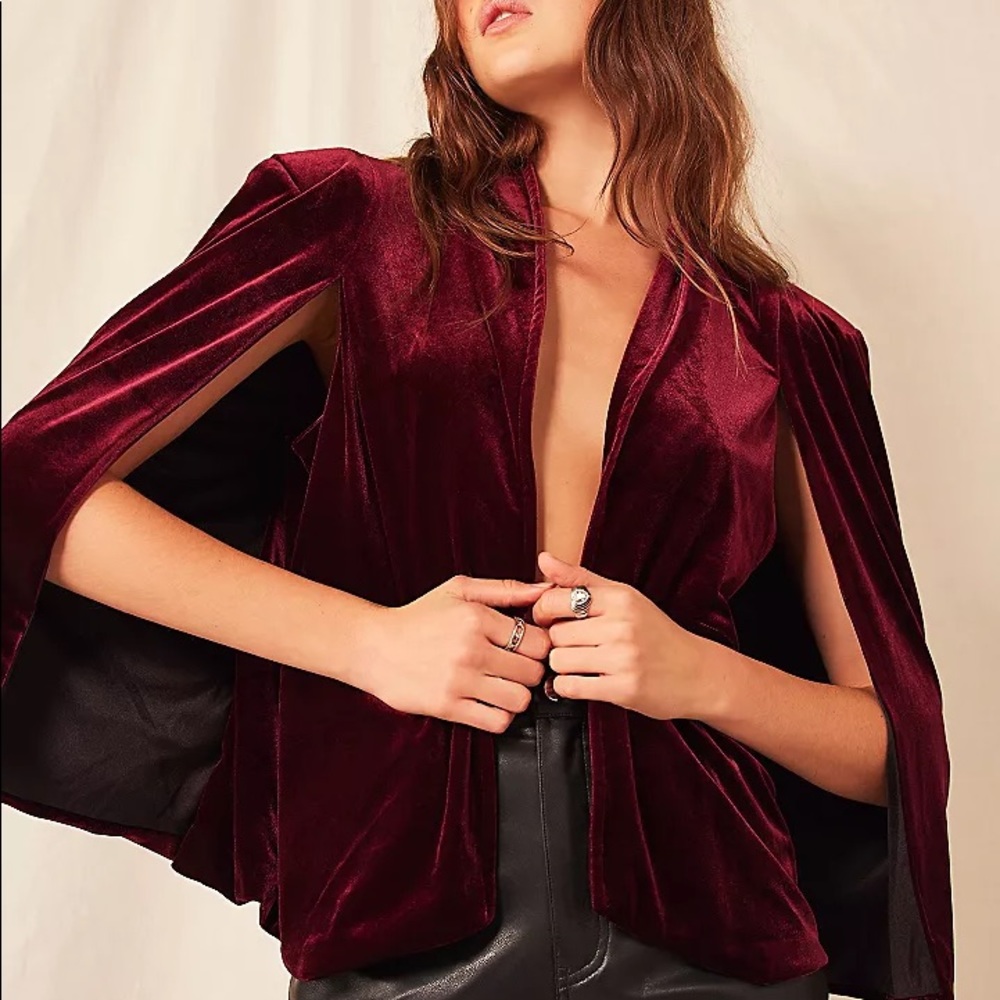 Free People Everafter Velvet Cape, Purple